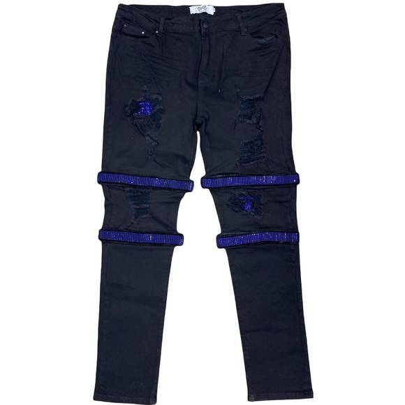 NEW DNA CLOTHING & APPAREL men's stacked denim jean in black/blue - Picture 1 of 1